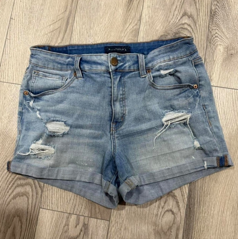 Denim Blue Distressed Women Shorts